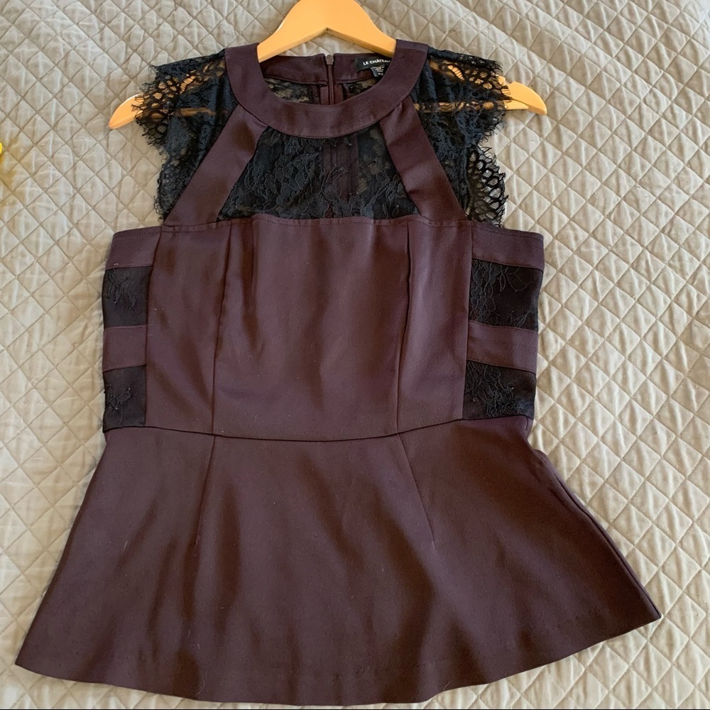 Le Château size small plum and black lace top - Picture 3 of 12